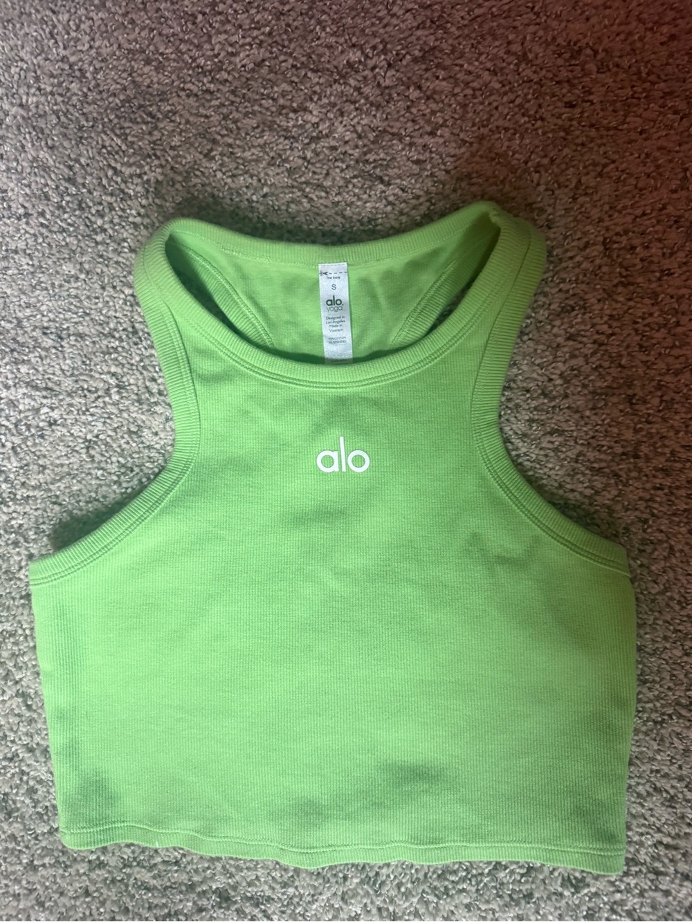 Alo Aspire Cropped Tank - Lime Green